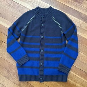 Tea Boys’ L/G 8-10 Blue/Grey Striped Cardigan Sweater with Pockets